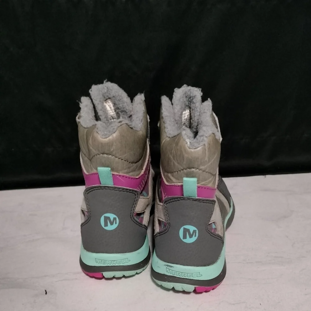Merrell Select Dry Gray, Pink & Aqua Winter Boots YouthGirls Sz 4M Youth Hiking